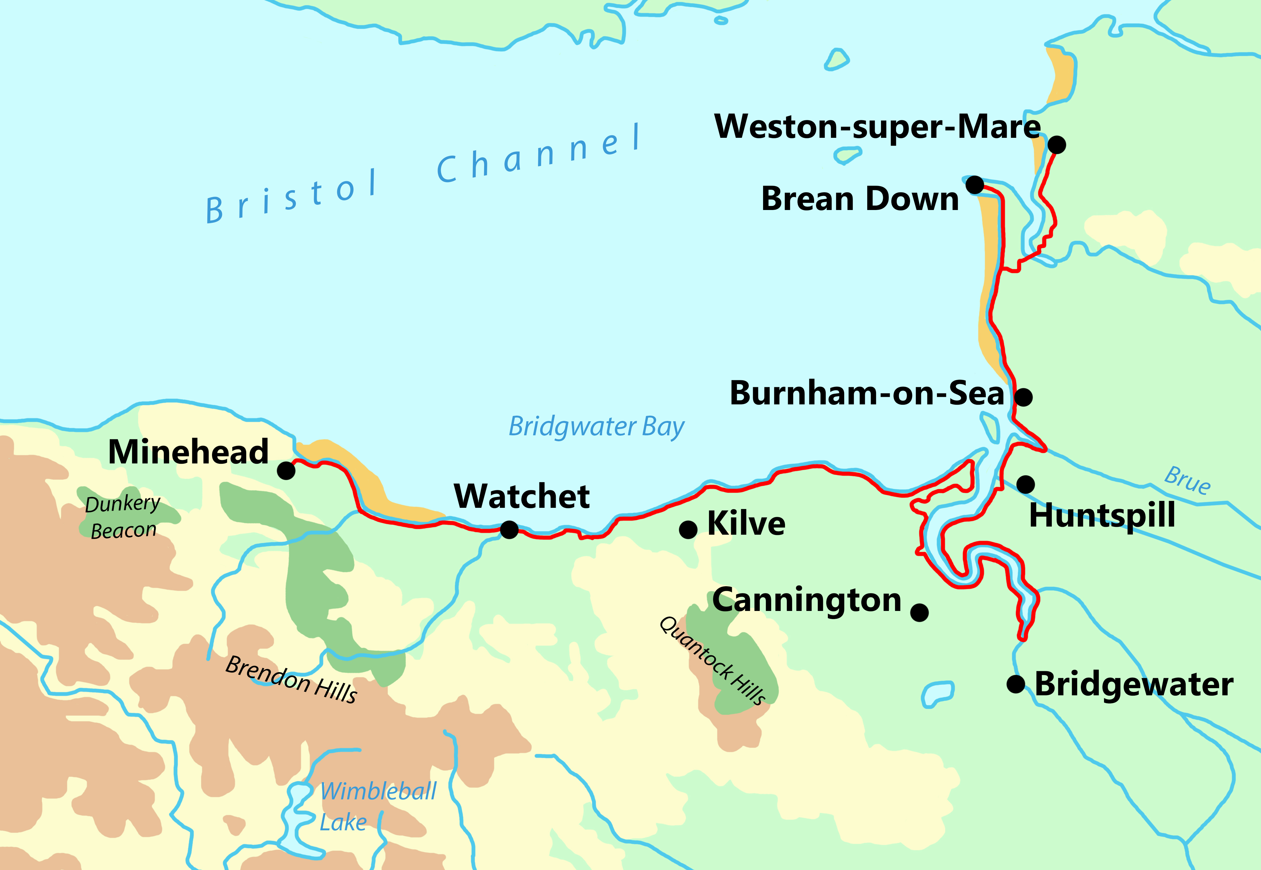Somerset Coast Path map